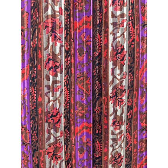 70s Vintage Top Womens Small Pink Paisley Striped Floral Button Chiffon Ruffle - Picture 4 of 6